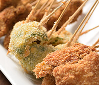 “Kushikatsu” Deep-fried Vegetable & Meat Skewers
